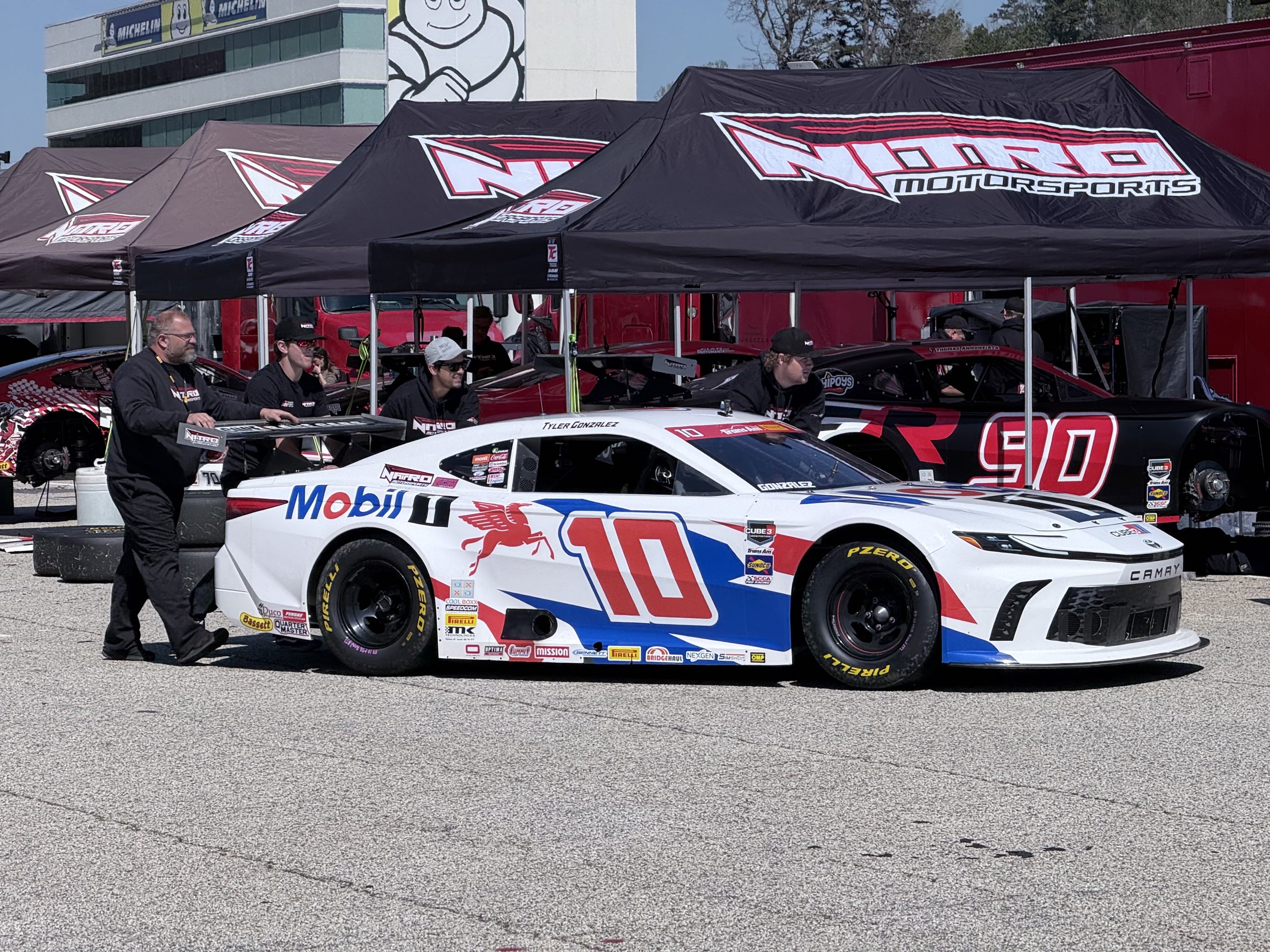 A #10 Toyota Camry-badged TA2 car in Mobil 1 livery