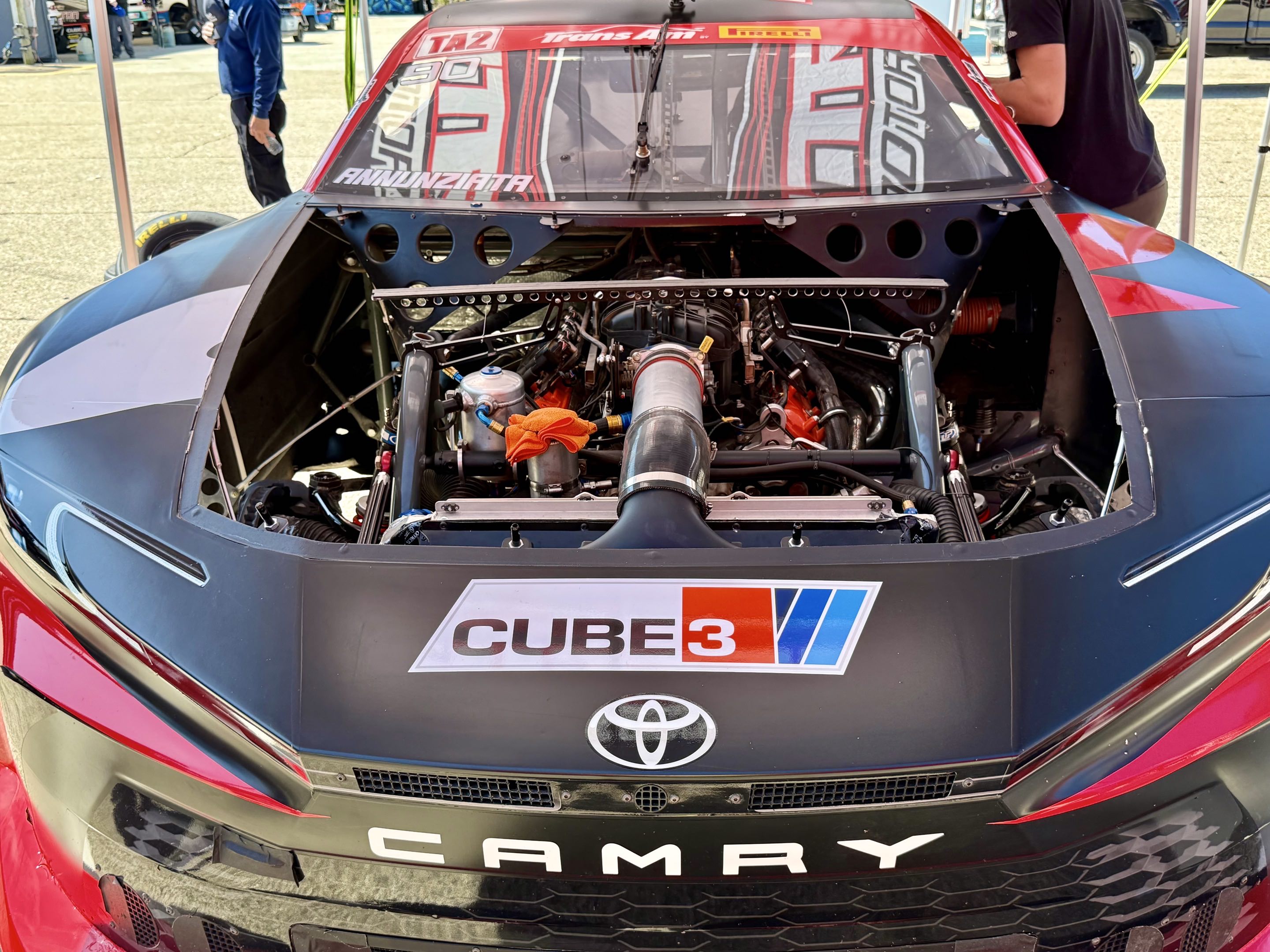 The engine bay of a Toyota Camry-badged TA2 car