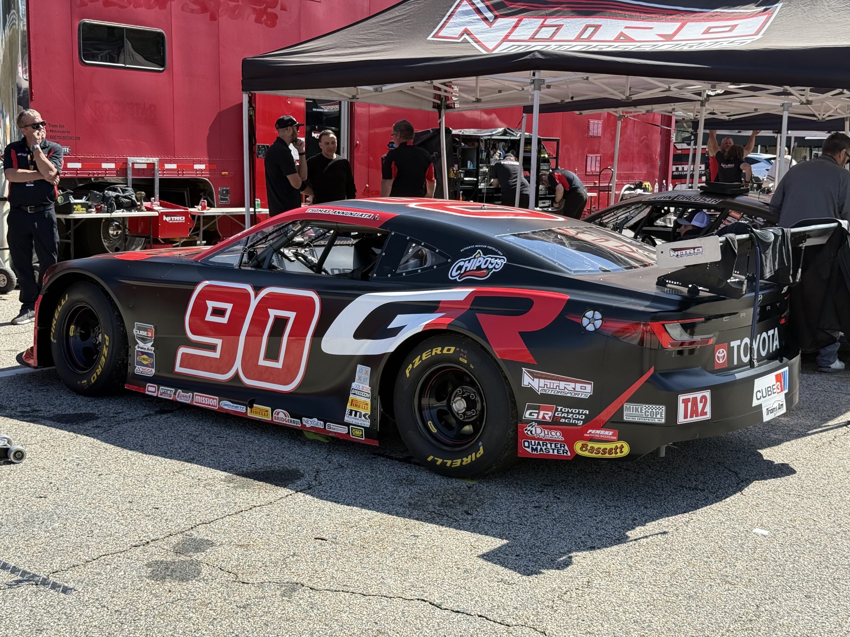 A #90 Toyota Camry-badged TA2 car in Toyota Gazoo Racing livery