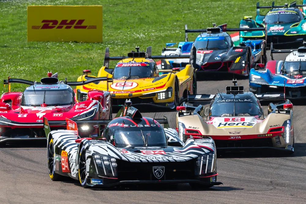 Assorted WEC Hypercar prototypes racing at Imola, 2026